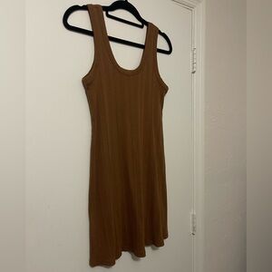American Eagle Outfitters Tan Ribbed Mini Dress